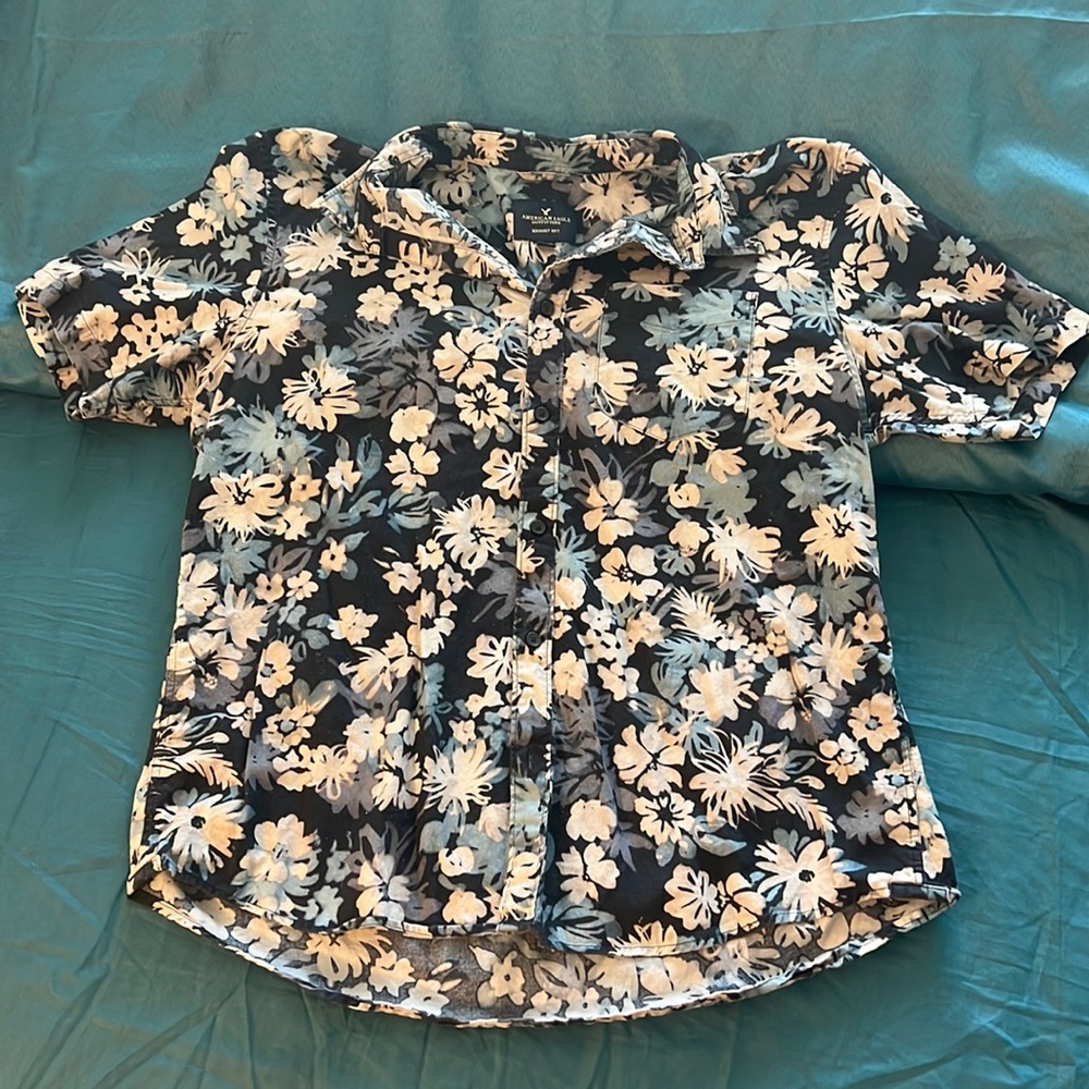 Large Black American Eagle Hawaiian Shirt